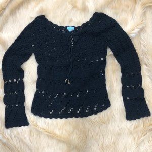 NWT Blue River Black Crochet top. L